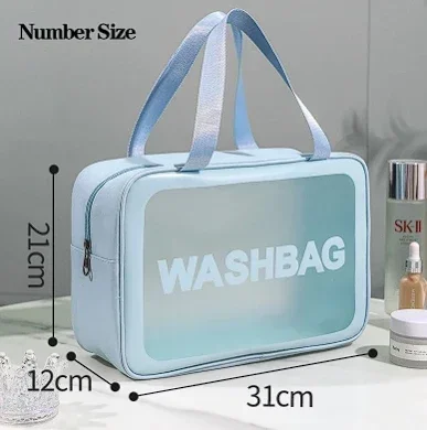 Women's Portable Cosmetic Bag Travel Transparent Waterproof Large Capacity Makeup Pouch