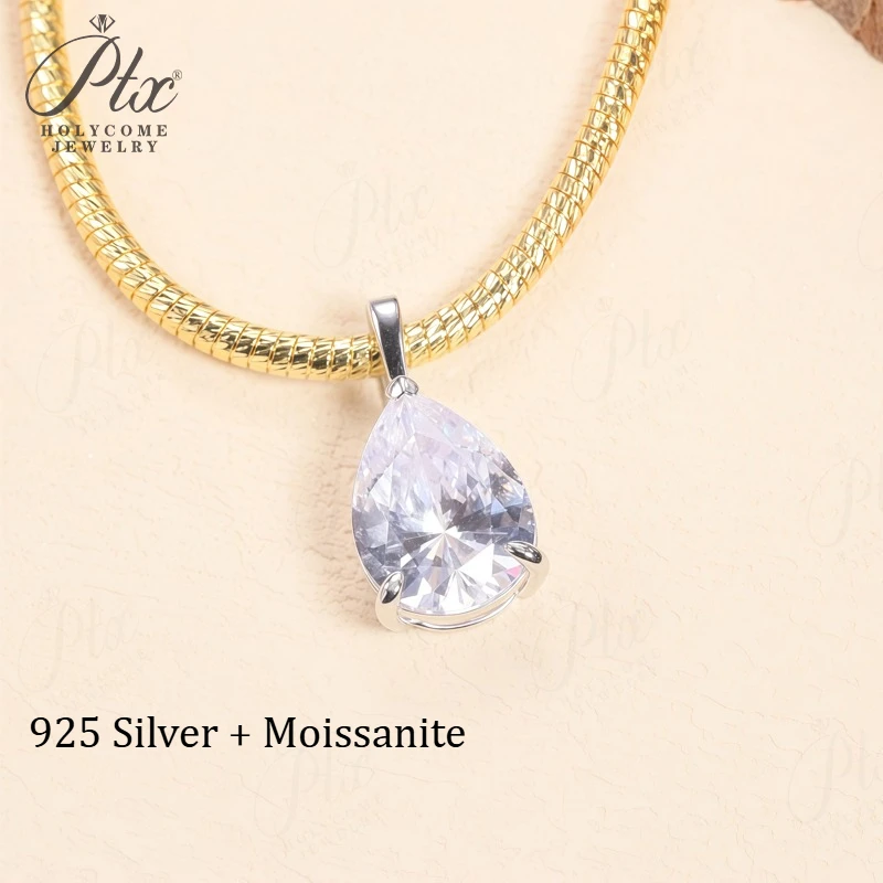 

16ct Pear Shape Pendant Choker Necklace Moissanite Water Drop 925 Silver Stackable Chain Party Anniversary Gift Fashion Hip Hop