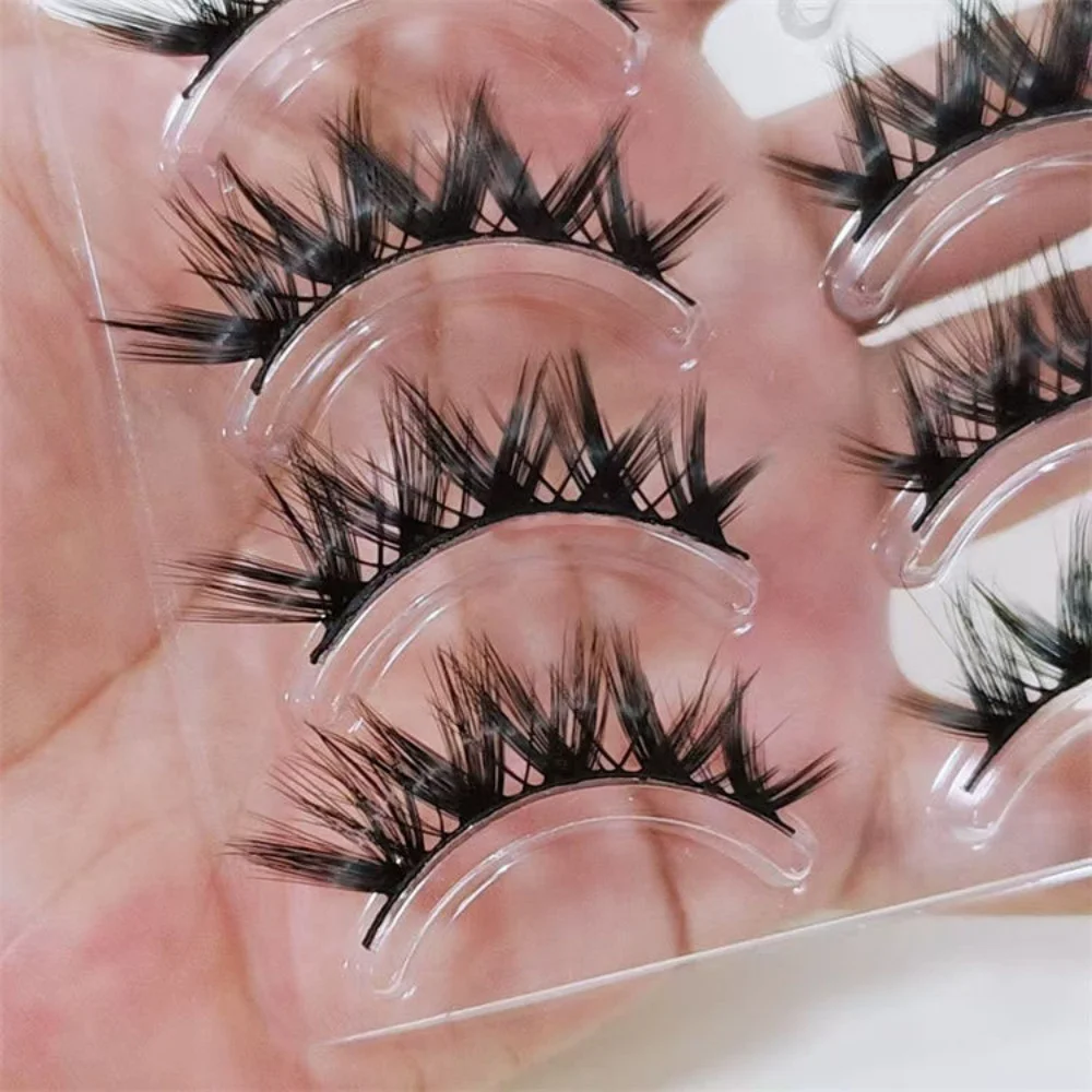 5 pairs of cartoon style fox eye makeup false eyelashes, super soft and slender, naturally curled and long