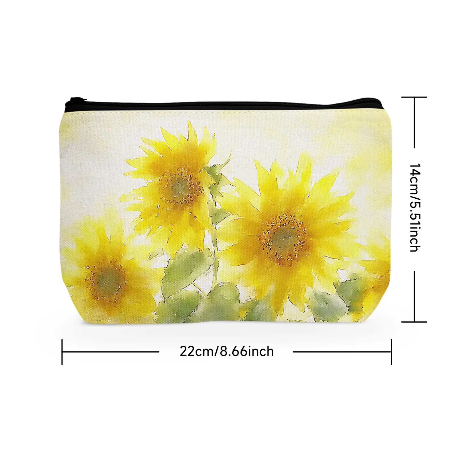 1Pc Floral Cosmetic Bag Cosmetic Bag With Zipper Design Oil Painting Flower Cosmetic Bag Best Gift For Sisters Simple pattern