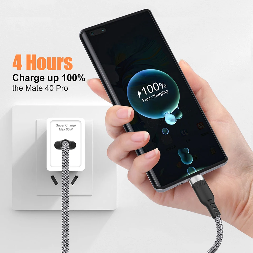 Cable USB Type C 6A de carga súper rápida para Huawei, cable USB C extendido 1m 2m 3m 5m 8 metros para Xiaomi Vivo Leeco OnePlus Oppo 2