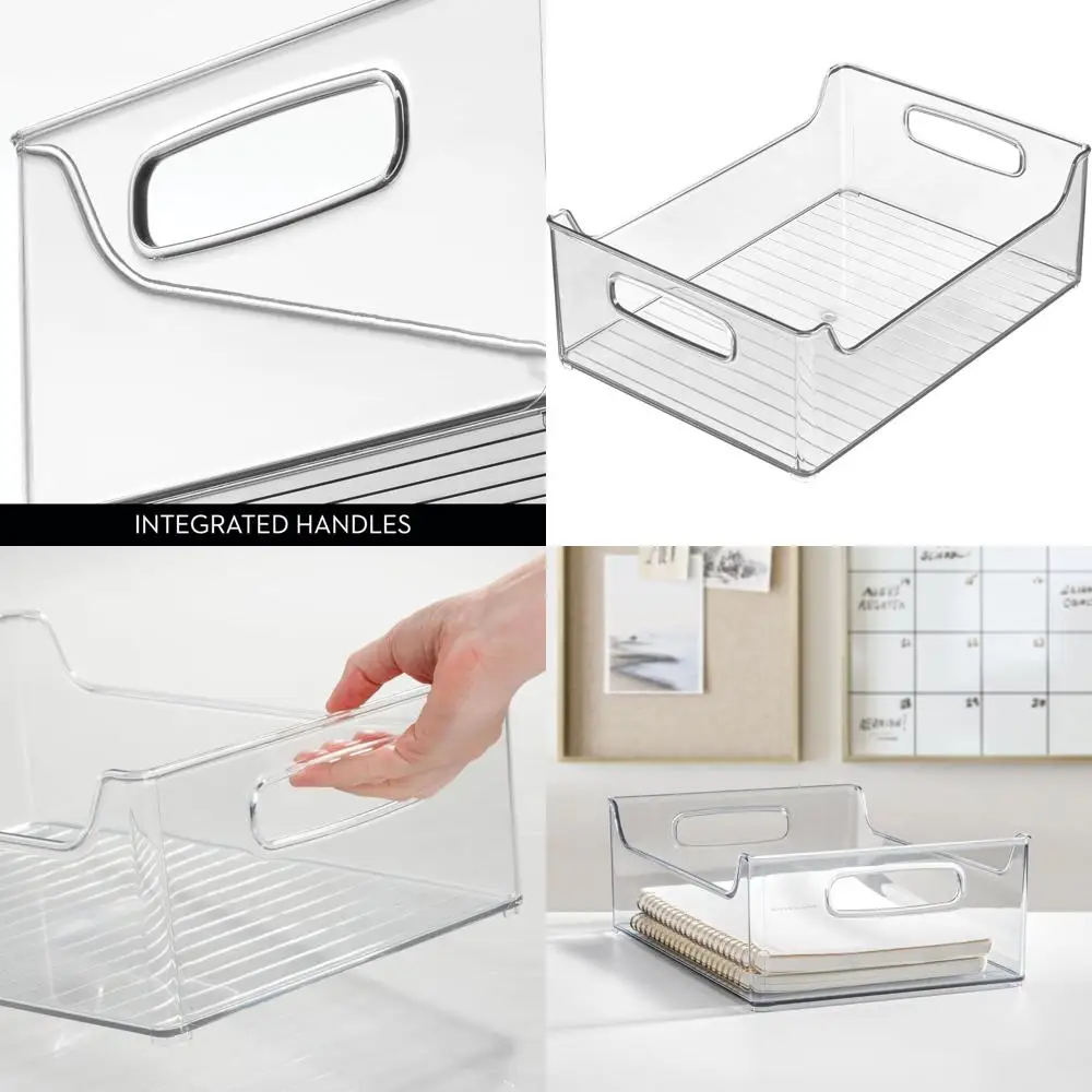 

Прозрачные штабелируемые контейнеры для хранения в кладовой с ручками, набор из 4 штук