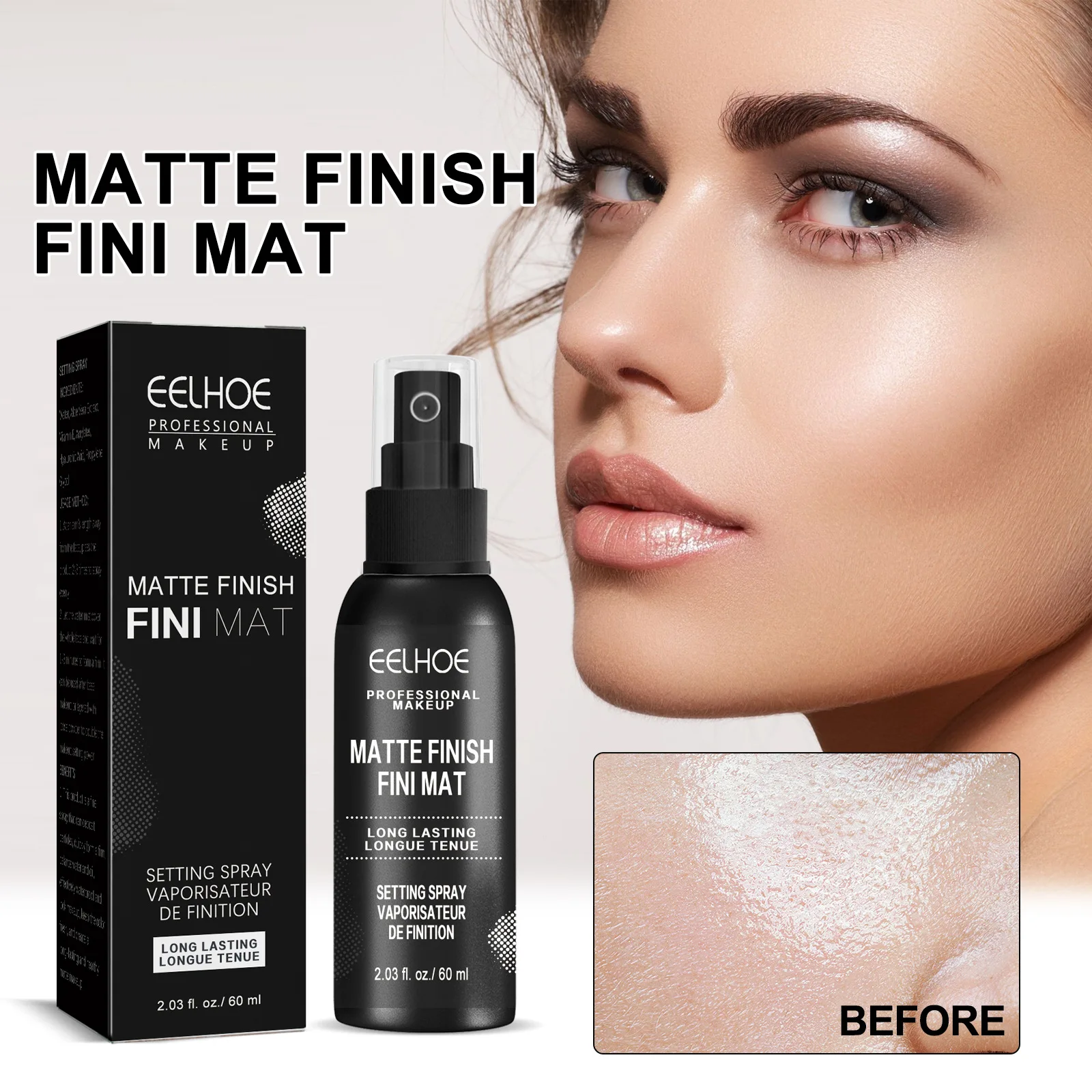 

Eelhoe Makeup Mist Spray Moisturizing Quick-Drying Film Forming Lasting Not Easy to Makeup Refreshing Matte Finishing Spray