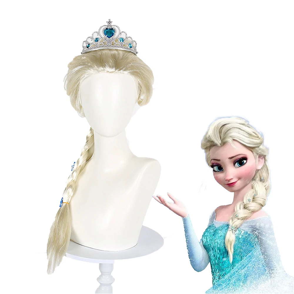Frozen Elsa Cosplay peluca traje accesorios joyería coronas varitas guantes collares pendientes anillos guante invierno Halloween conjunto