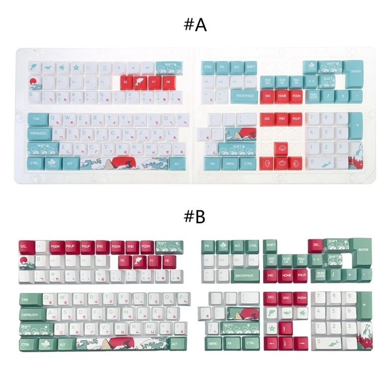 ปรับแต่ง PBT Keycaps ชุด Coral Sea รูปแบบ XDA/OEM Keycaps สำหรับคีย์บอร์ด,แบบดั้งเดิม Zhuyin Keycaps