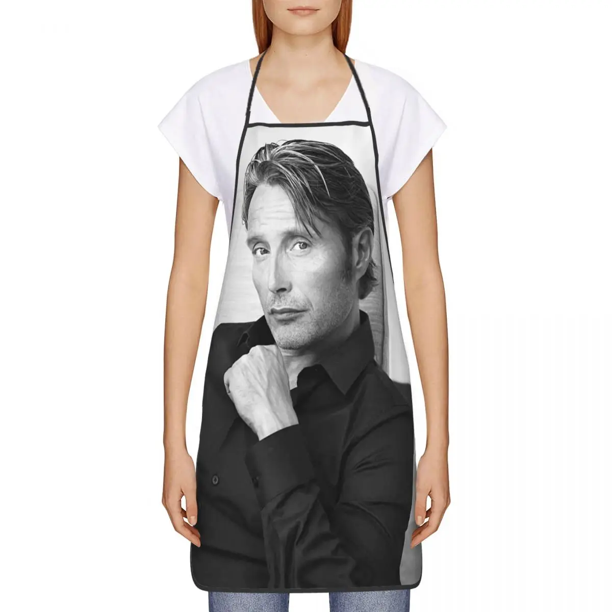 Handsome Mads Mikkelsen Apron Women Men Unisex Bib Cooking Kitchen Tablier Cuisine Chef Gardening