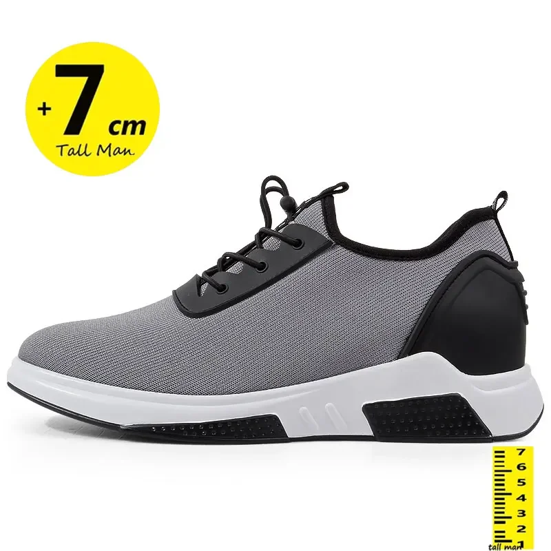 Breathablesneakers men elevator height increase shoes for men 8cm 6cm casual lift man breathable hidden heels taller