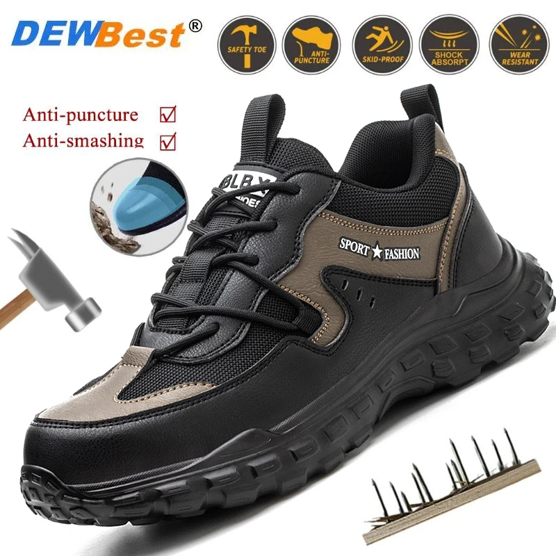 Ultra-light breathable men\'s non-slip steel-toe shoes Anti-puncture anti-smash work safety shoes insulated electrician shoes