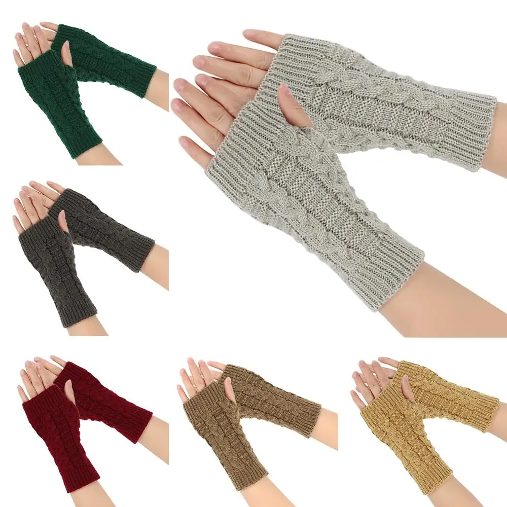 Fashion Knitted Wrist Arm Mittens Winter Warm Hand Warmer Fingerless Ladies Gloves for Women