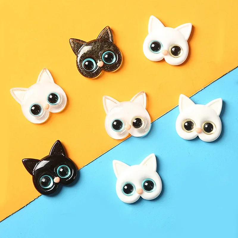 5pcs Kawaii Resin Black and White Cat Accessories Scrapbook Embellishment Figures Crafts Miniatures