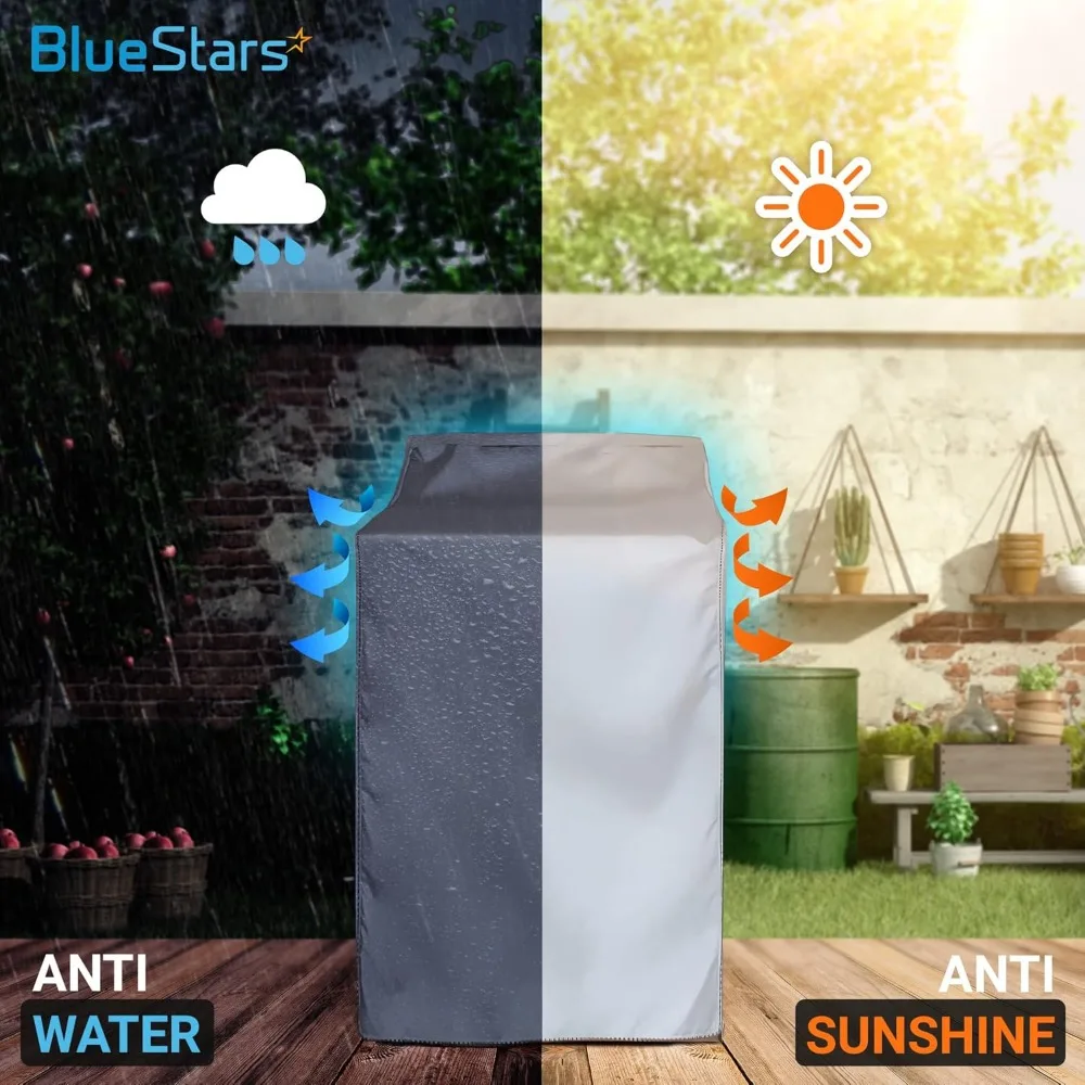 Capa de arruela de carga superior de 2 peças, prata, 29 x 28 x 43 polegadas - proteção externa durável