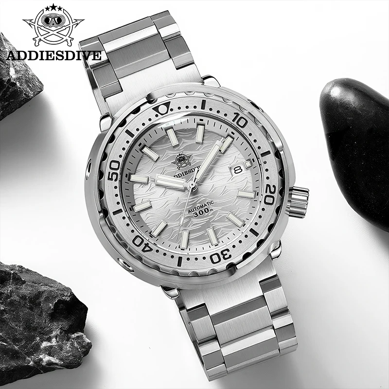 ADDIESDIVE Dress Tuna Men's Watch 300m Waterproof NH35 Sapphire AD2098 Automatic Mechanical Watches Stainless Steel reloj hombre