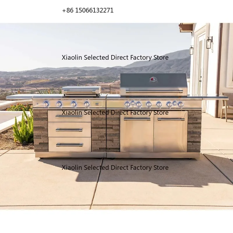 New Arrival Complete Large Built In Outdoor Kitchen Cabinets Stainless Steel BBQ Grill Island