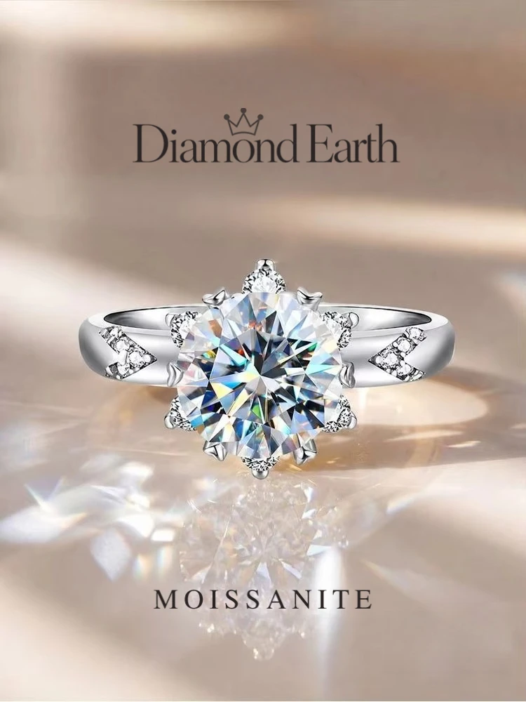 Generous 2CT Moissanite Diamond Round Luxury Engagement Rings for Women 925 Sterling Silver Solitaire Wedding Fine Jewelry