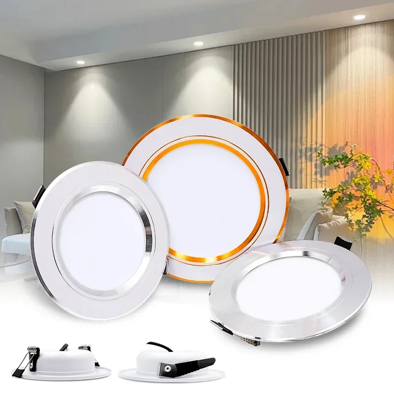 Imagem -06 - Downlight Led Redondo para Decoração de Casa Lâmpadas de Teto Embutidas Holofotes para Sala de Estar dc 12v 24v ac 110220v 5w 9w 12w 15w 18w Lote 10 Peças