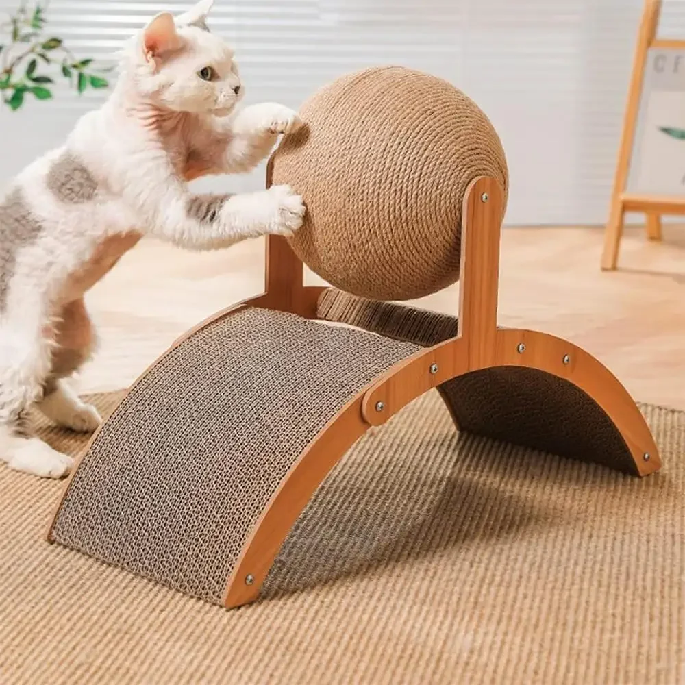 2 In 1 Wear-Resistant Scratching Board Cat Scratcher Sisal Rope Ball Scraper for Cats Claw Sharpener Arch Bridge Cat Toy