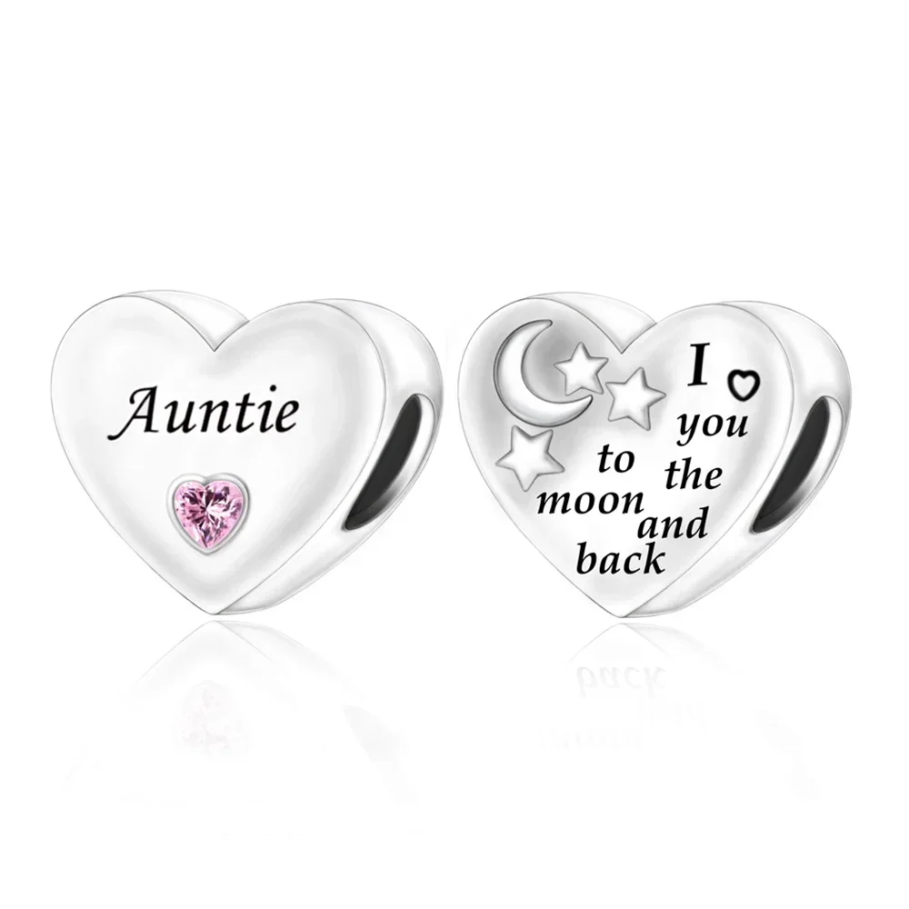 Family Heart Grandma Daughter Son I Love You To The Moon & Back Charm Beads Fit Pan Charms Bracelet DIY Women Jewelry Gift 2026