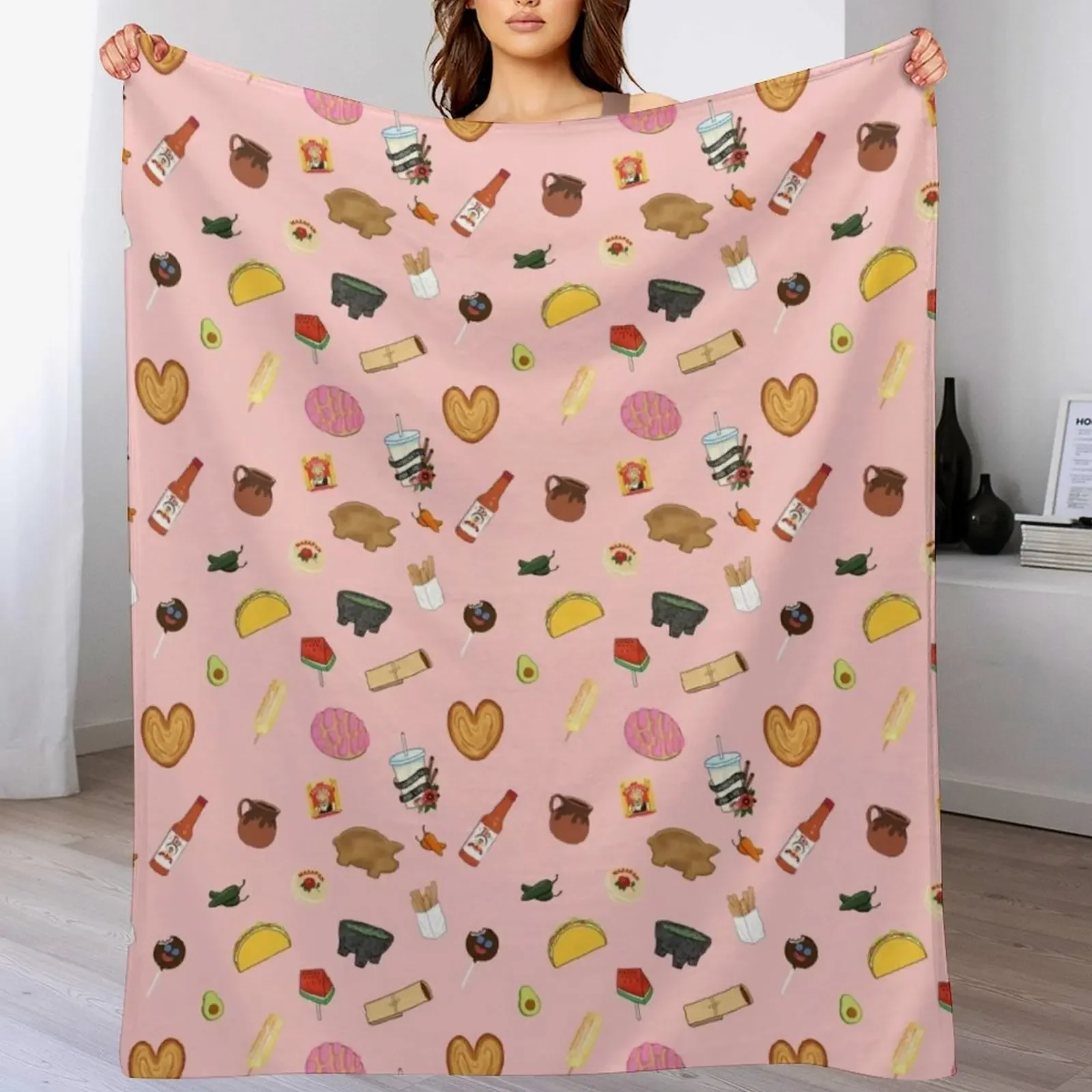 Manta Antojitos Rosa, Suave y Cómoda para el Hogar, para Usar Todo el Año