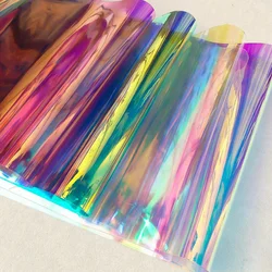 4 Sheets A4 Transparent Rainbow Film DIY Luggage Clothing Fabric PVC Glitter Charm