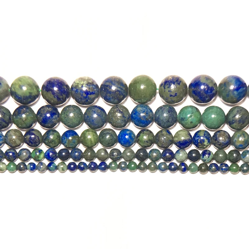 Klasse A 4/6/8/10/12mm Natürlicher Pfau Lapislazuli Stein Für Schmuckherstellung Runde Grüne Lose Perlen DIY Armband Halskette Fußkettchen