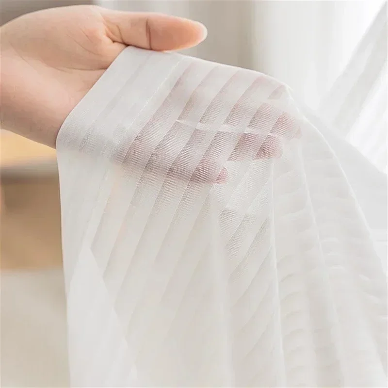 Vertical Blind Chiffon Sheer Curtains for Living Room Bedroom High Quality Sunshade Uv Protection White Tulle Simple Morden Yarn