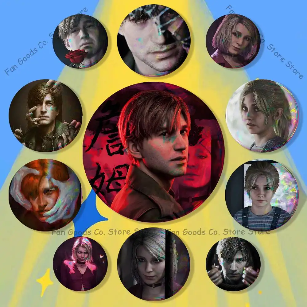 S-Silent Hill Game 2 remake Badges Creative Tinplate Button Pins Brooch Creative Quotes Badge Clothes Backpack Jewelry Gift