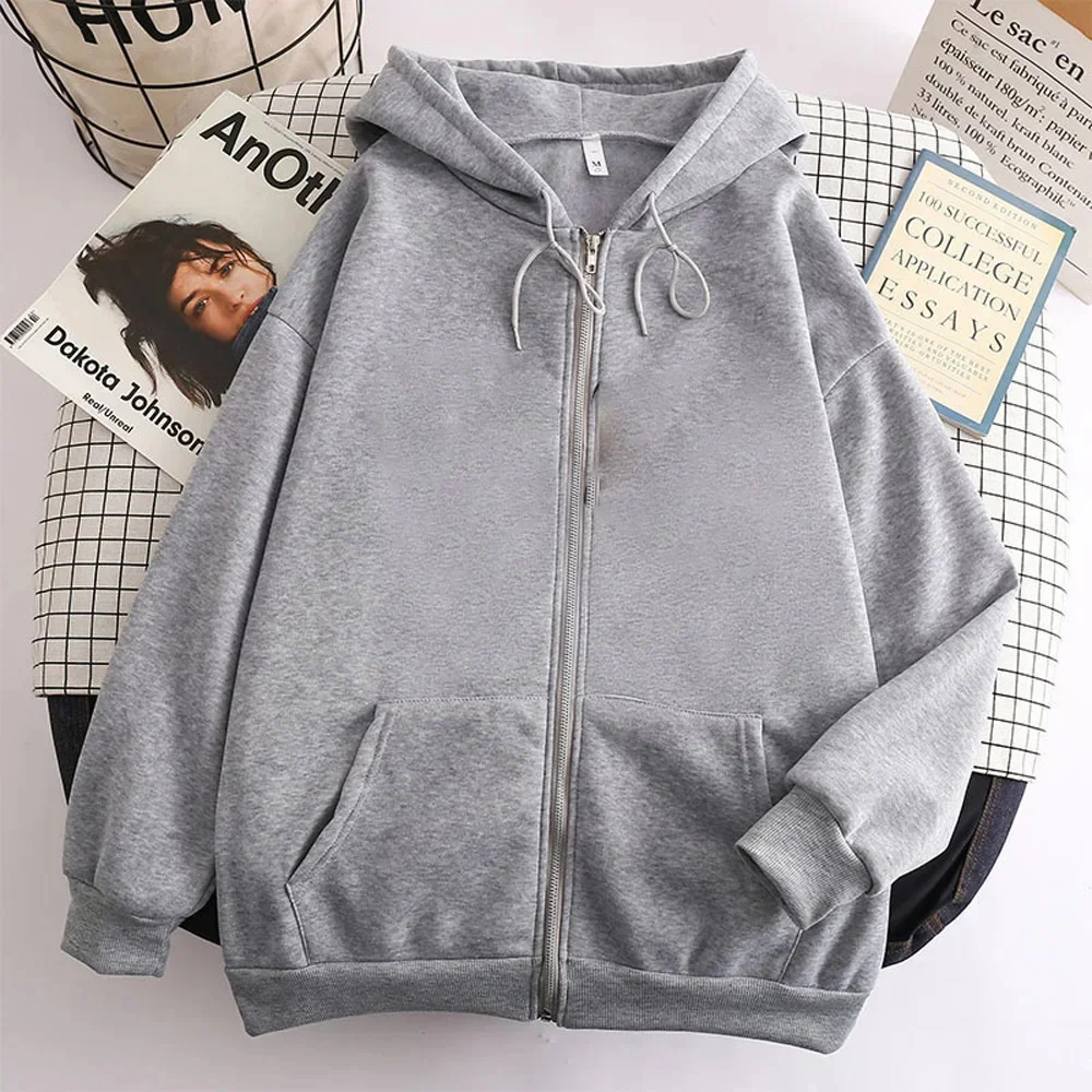 

Мужская толстовка с капюшоном High Street, однотонная свободная куртка на молнии с длинным рукавом, пальто, повседневная толстовка с капюшоном Y2K, модная уличная одежда