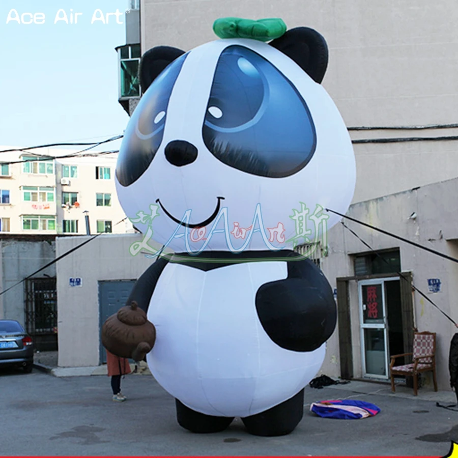 Enviromental Oxford 3m High Inflatable Big Eyes Panda Animal Cartoon For Outdoor Event Party Exhibition Made By Ace Air Art