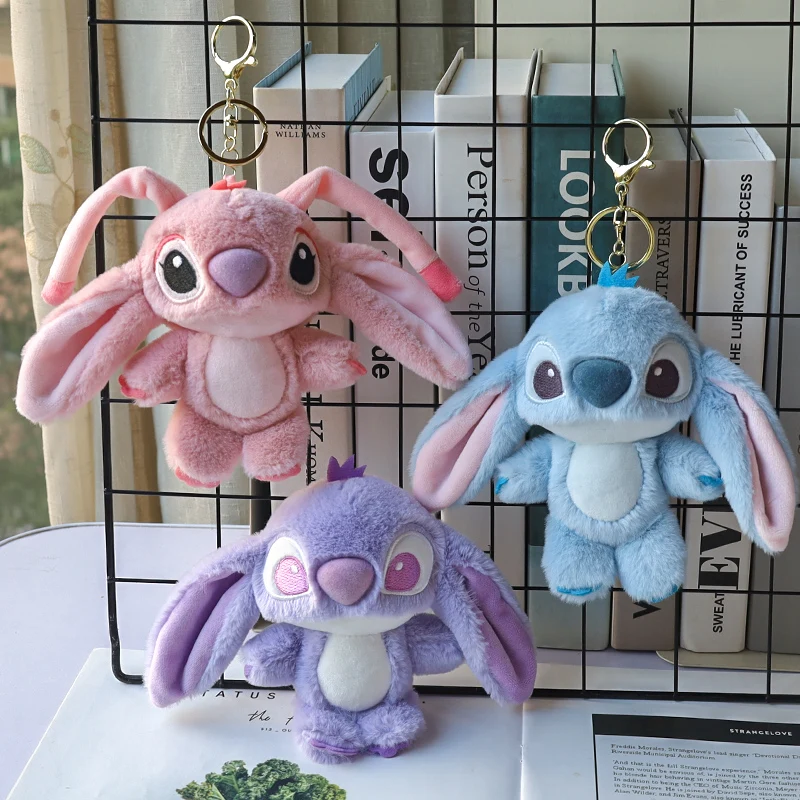 Lovely Lilo & Stitch Plush Toy Fluffy Cartoon Anime Stitch And Angle Doll Bag Pendant Japanese Style Keychain For Boy Girl Gifts