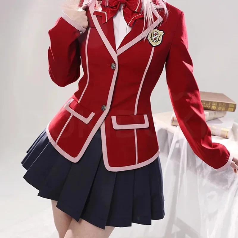 أنيمي مذنب تاج Yuzuriha Inori تأثيري حلي اليابانية الأحمر JK زي مدرسي تنورة التعادل مجموعة هالوين كرنفال 4;v'5,f;6.j;8'