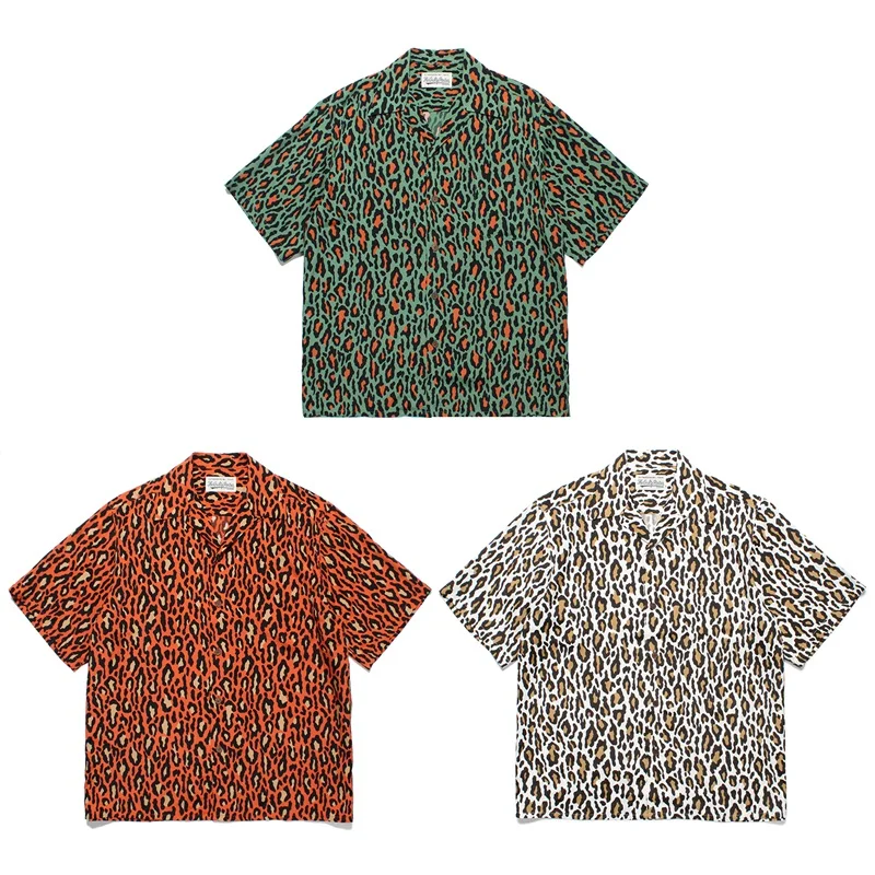 Classic Leopard Print WACKO MARIA Shirt High Quality Retro Short Sleeve Shirt Tops Mens Womens Hawaii Shirt