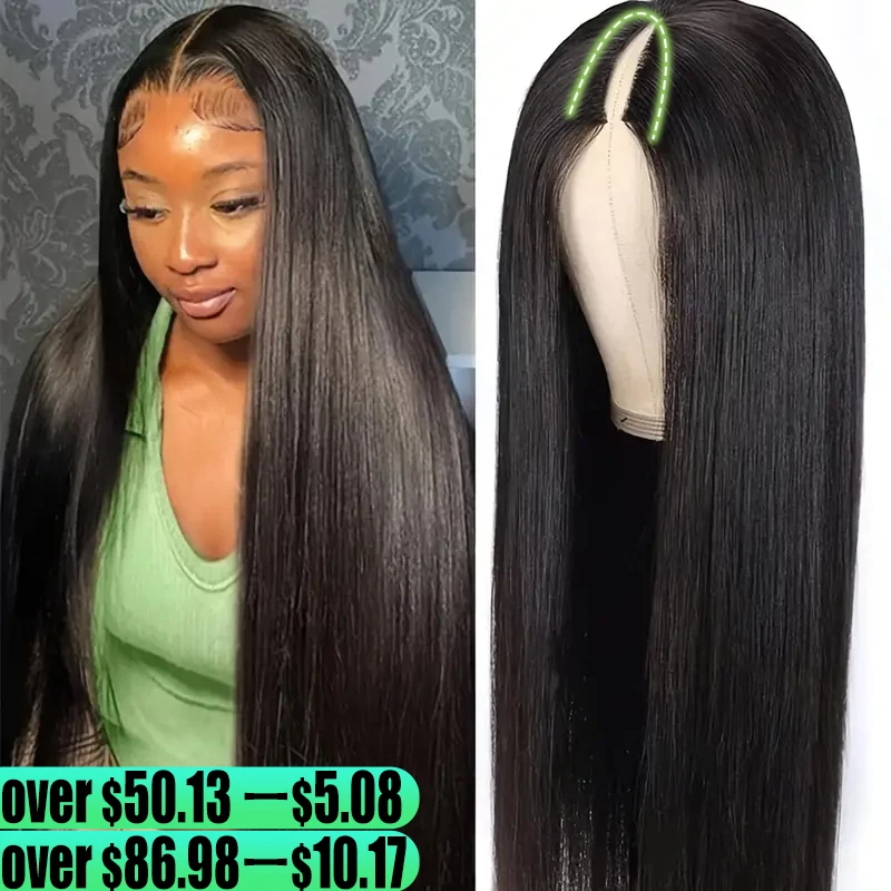 

30 Inch Straight V Part Wigs Human Hair Bone Straight V Part Glueless Wigs For Women 250 Density Remy Human Wigs Natural Black
