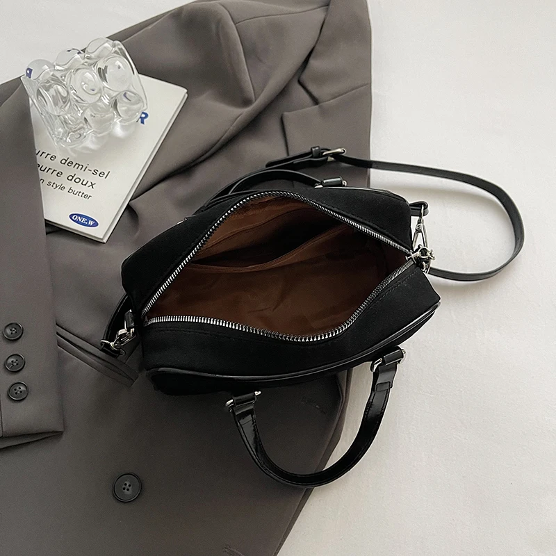 

Women Suede Top-handle Bag Adjustable Strap Crossbody Purse With Interior Pocket Zipper Clutch Purse for Work Travel
