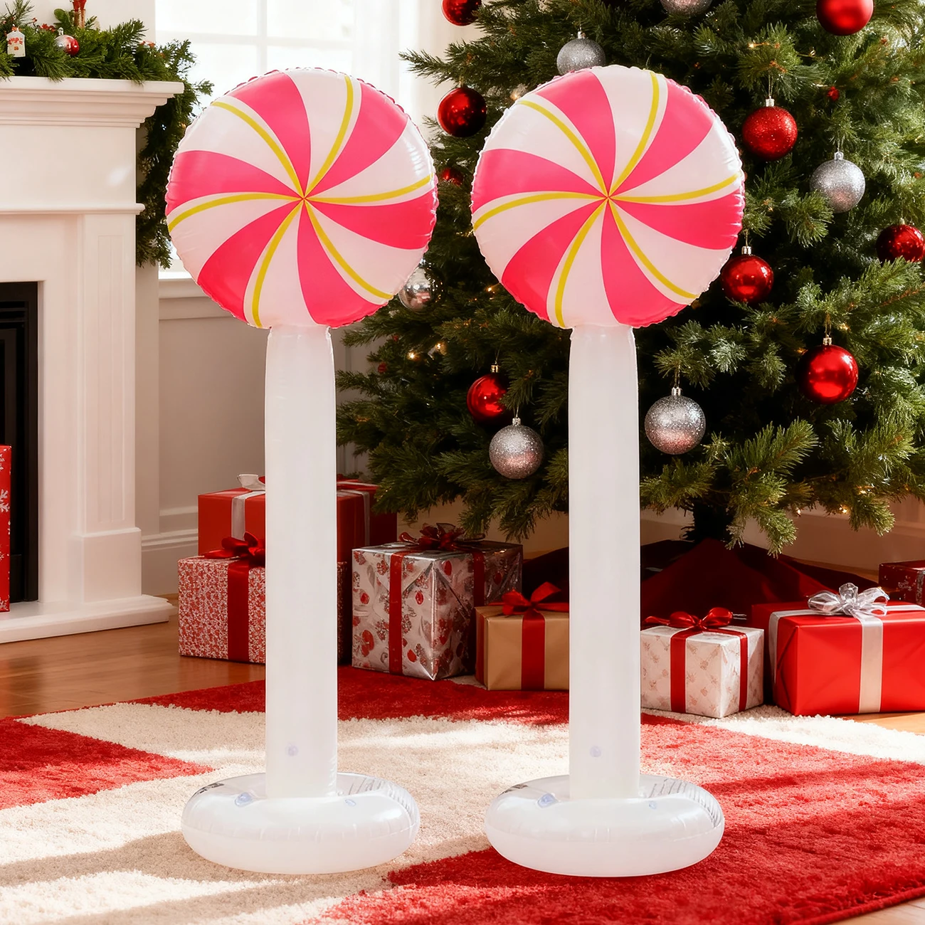 1 x aufblasbarer Lutscher-Topple-Turm für Garten-Weihnachtsdekorationen, lustiges und festliches Trommelset