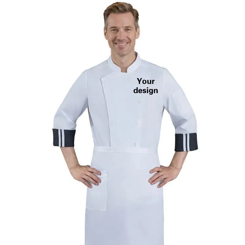 Custom Chef Jacket Uniform Shirt With Logo Personalized Design Pattern DIY Men's Kitchen Long Sleeve Work Clothes Cook Coat