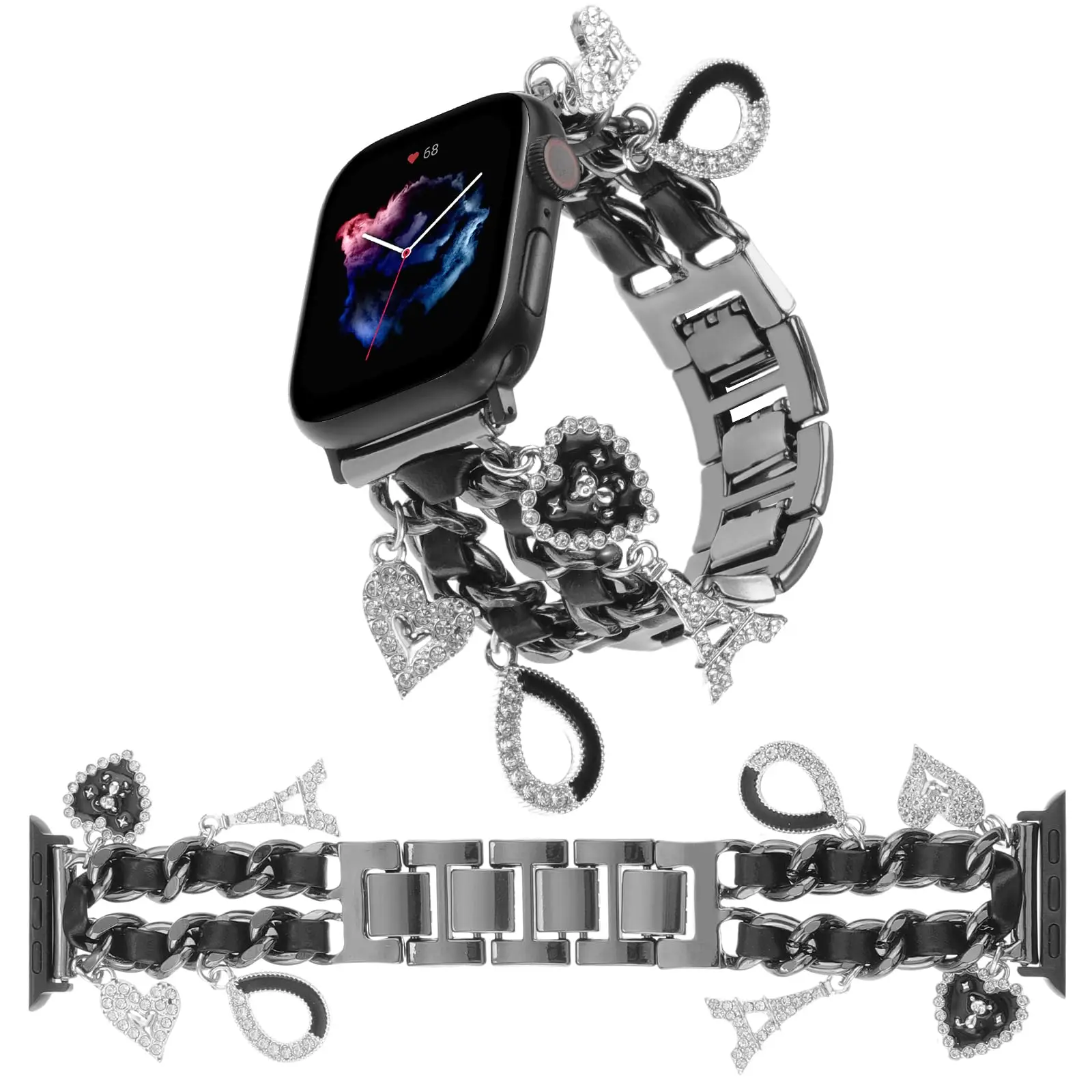 1Pc Jewelry Watch Band For Apple Watch Ultra SE Series 1 - 10 Charm Accessory Adjustable Metal Strap For Iwatch 38mm - 49mm Band