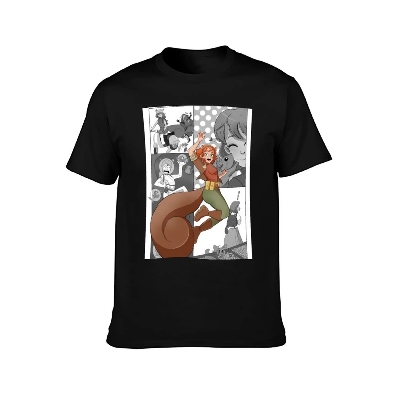 Squirrel Girl Comic Pin Up T-Shirt, Summer Casual Cotton Tee, Oversized Streetwear Tops, Vintage Graphic Print, Unisex Men Women
