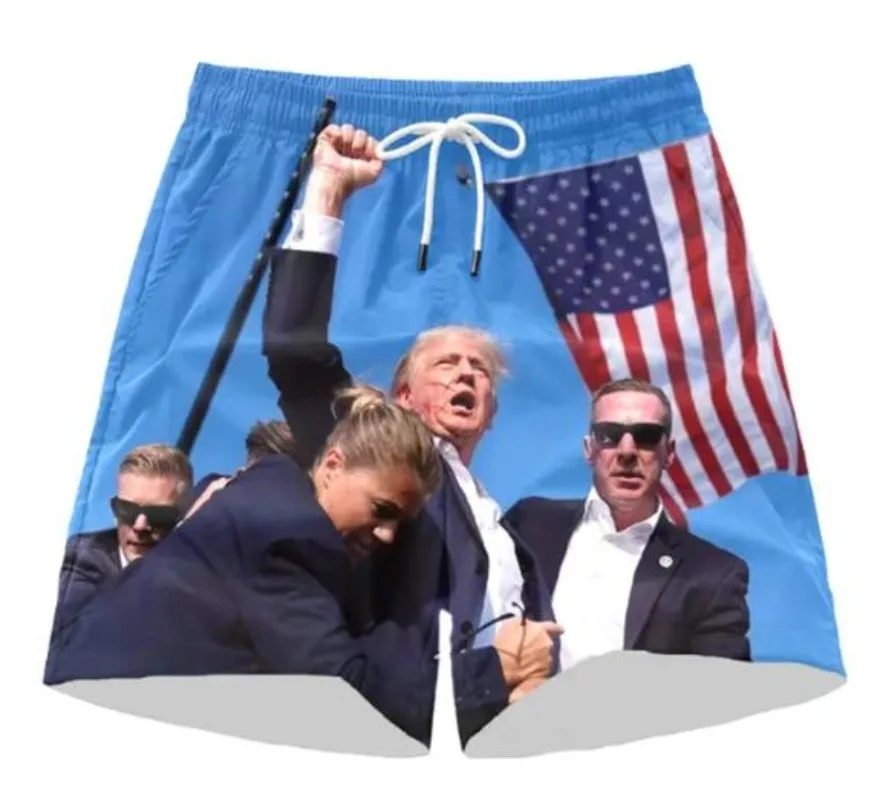 Latest American flag Donald Trump shot and raised fist Picture Trump Voter Casual Shorts July 13, 2024