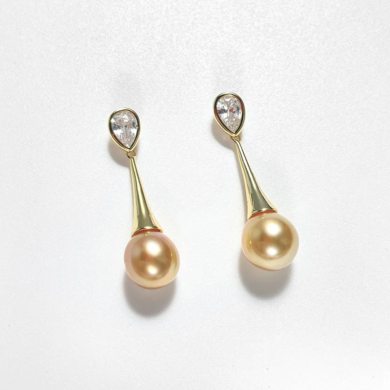 Extremely Strong Light Oval Genuine Pearl S925 Sterling Silver Tassel New Earrings