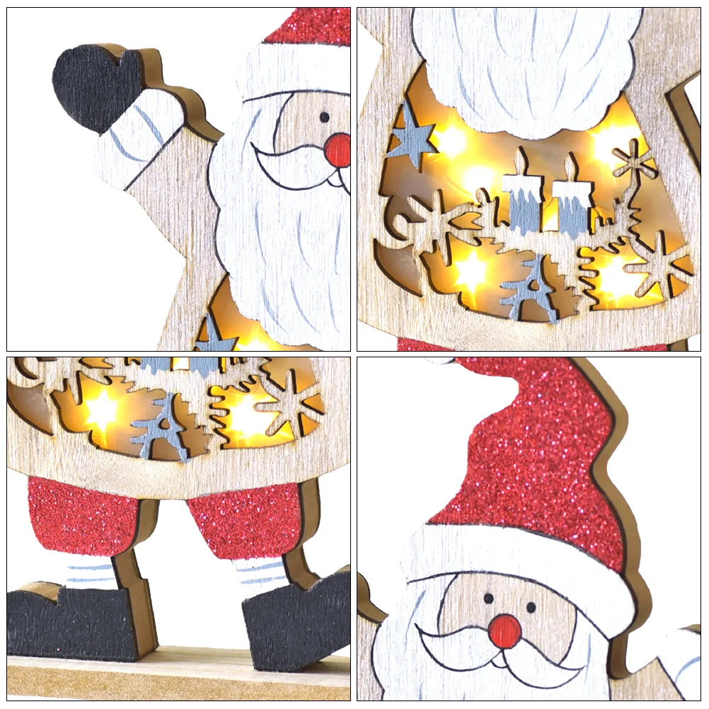 

1Pcs Xmas Wooden Ornament Small Christmas Decoration Warm Light Festive Desktop Window Decor Desktop Decoration