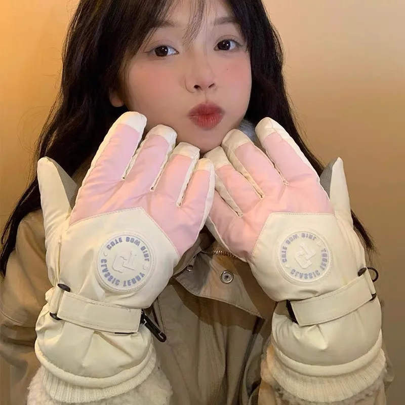 

1 Pairs Unisex Gloves Winter Thicked Velvet Cycling Hiking Skiing Mittens Windproof Simple Korean Versatile High-quality Gloves