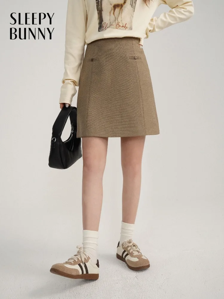 Women High Waist Slimming Mini Skirt Early Spring Casual Versatile Petite A Line Bodycon Bottom Skirt for Lady Daily Wear Chic