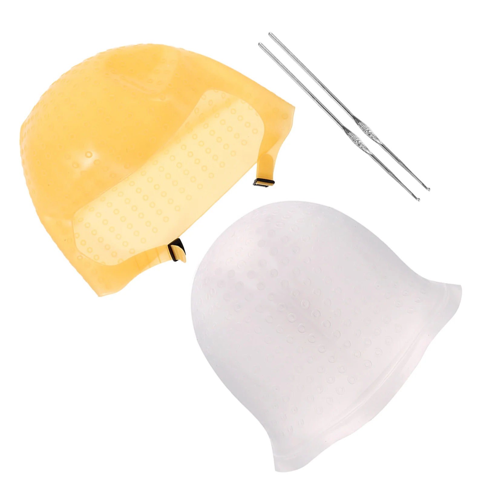 

2Pcs Reusable Silicone Highlighting Cap Soft Hair Coloring Pull Through Needle Professional Hair Dye Tool DIY Highlight At Home