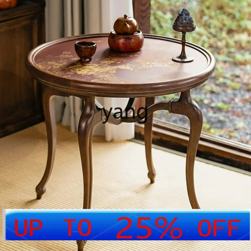 

LTT crane foot table living room tea table new Chinese pure copper afternoon tea solid wood table