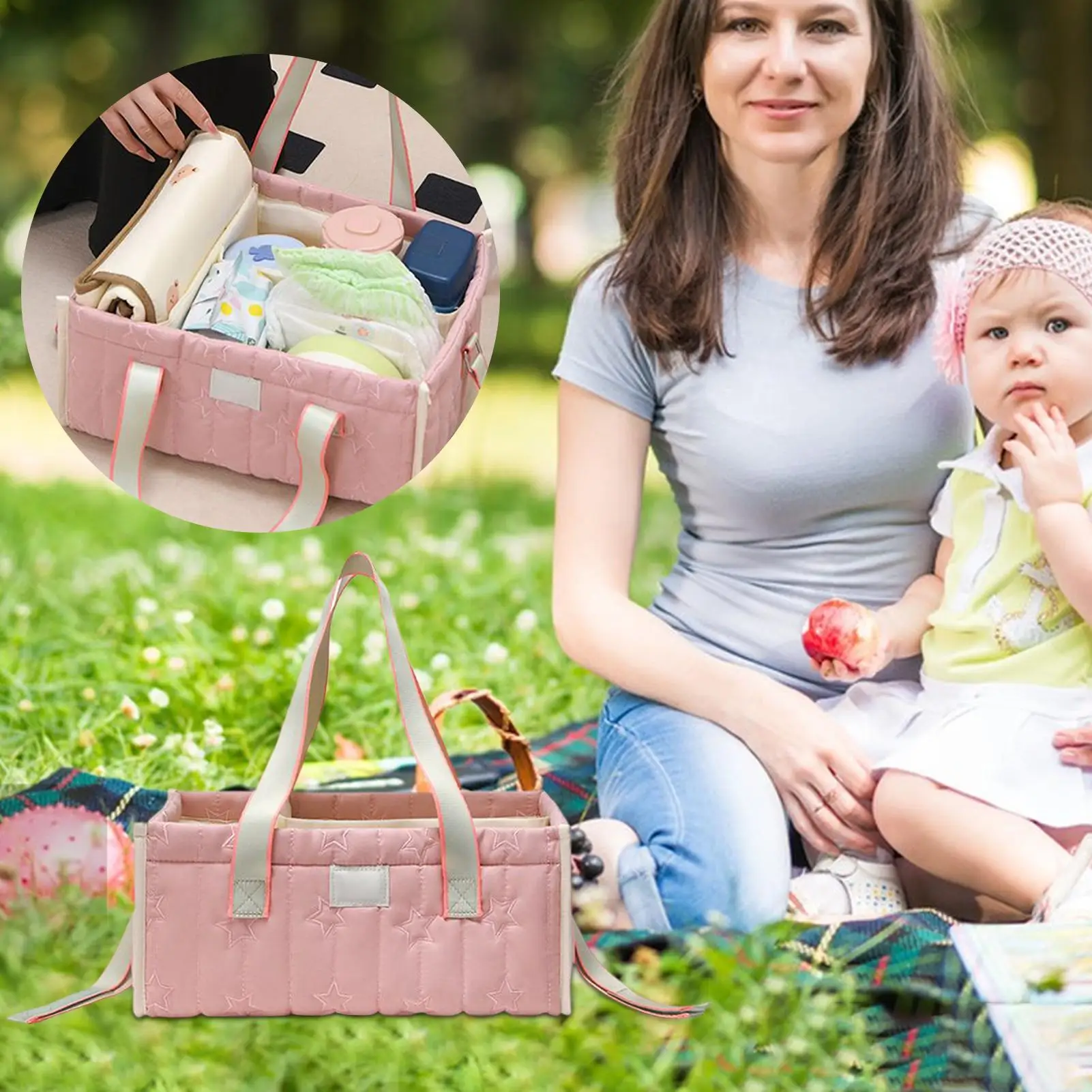 حقيبة حفاضات الطفل سعة كبيرة عربة حمل سلة تنظيم الحفاضات للأطفال الصغار النساء أبي الأم السفر مستشفى الحضانة #3