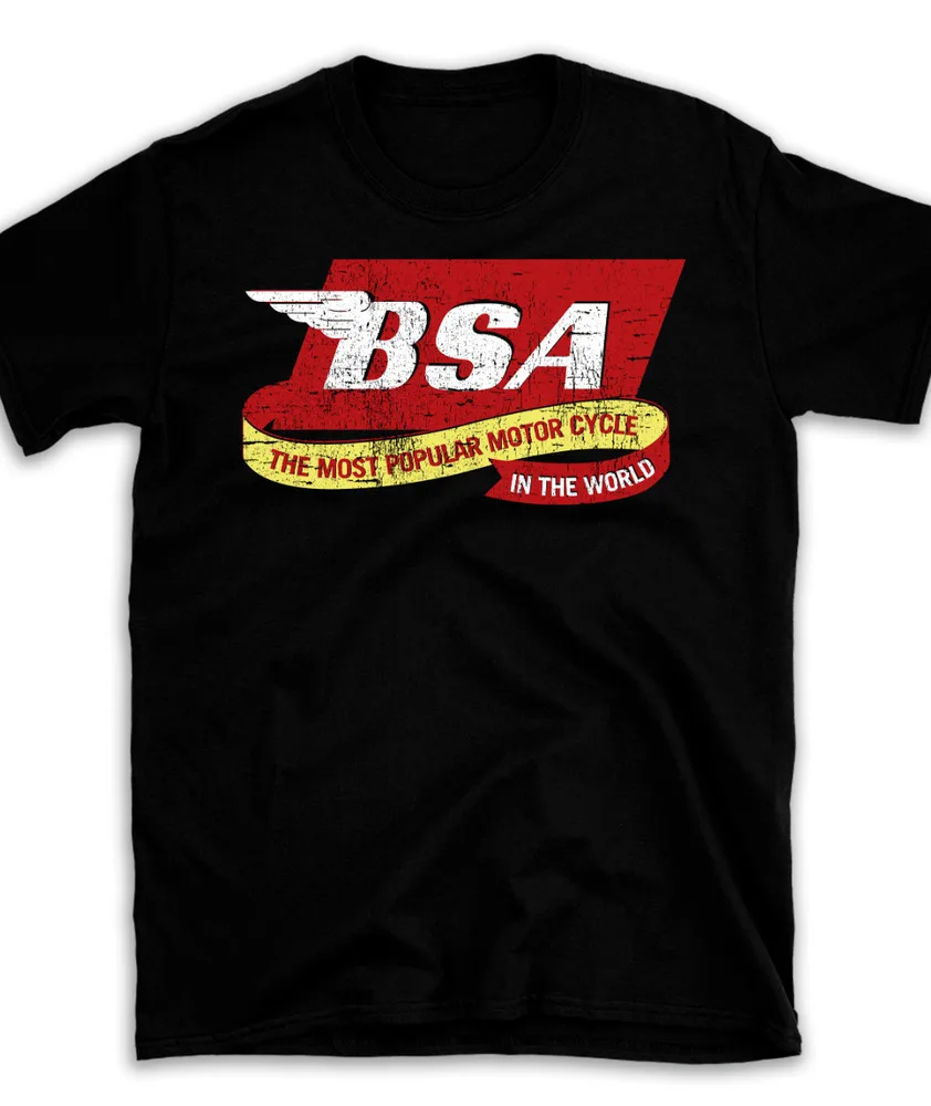 Vintage BSA Cracked effect Motorcycle T Shirt ,  British ClassicAnime Retro Horror Pattern Y2K Summer