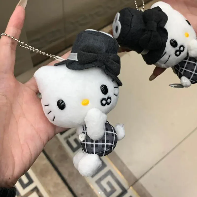 Hello Kitty peluche portachiavi Kawaii cappello a cilindro hellobykitty Sanrio peluche bambola ciondolo borsa decorare zaino ciondolo regali di natale