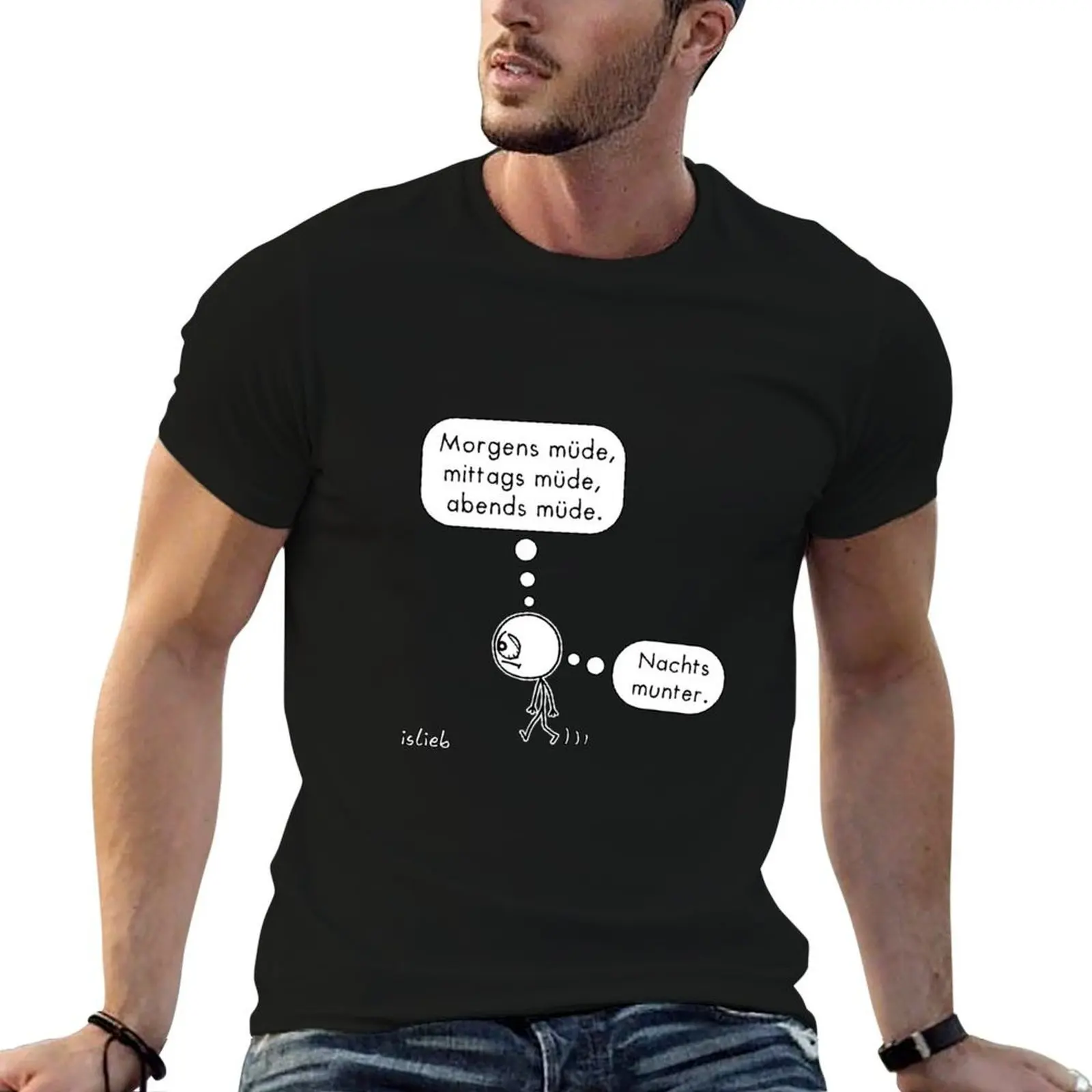 Tired in the morning T-Shirt essential t shirt man t shirts cotton t shirts with prints T-shirt