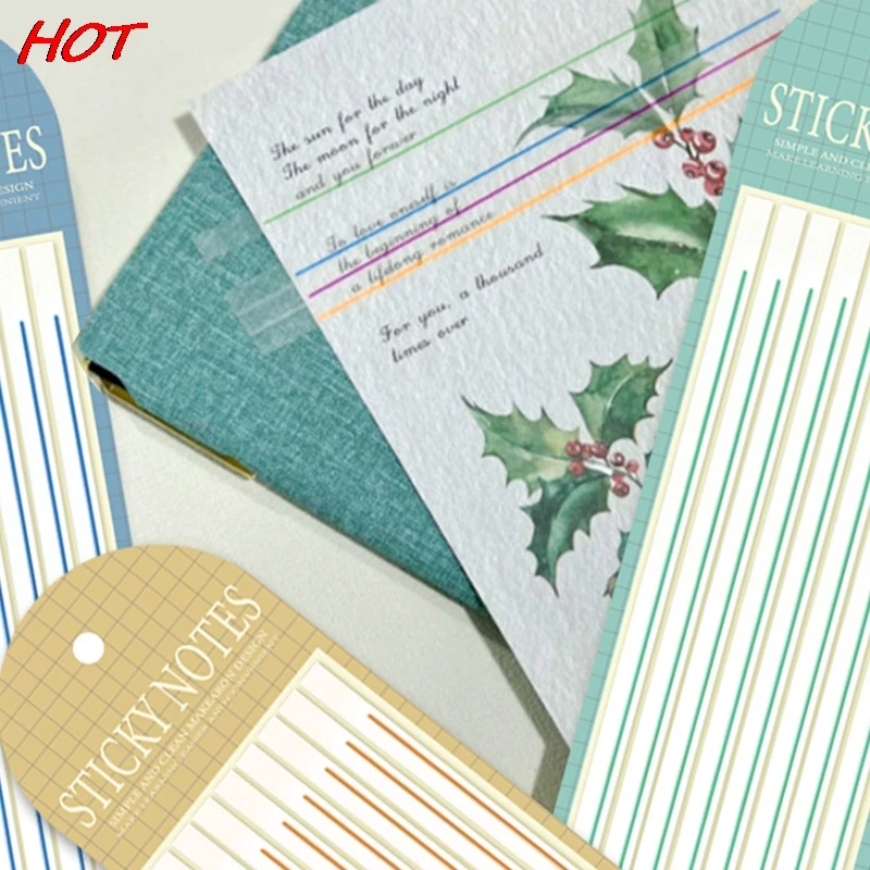 Extreem Dunne Sticker Macaroon Color Line Post Note Transparante Fluorescerende Tabbladen Vlaggen Plakbriefpapier