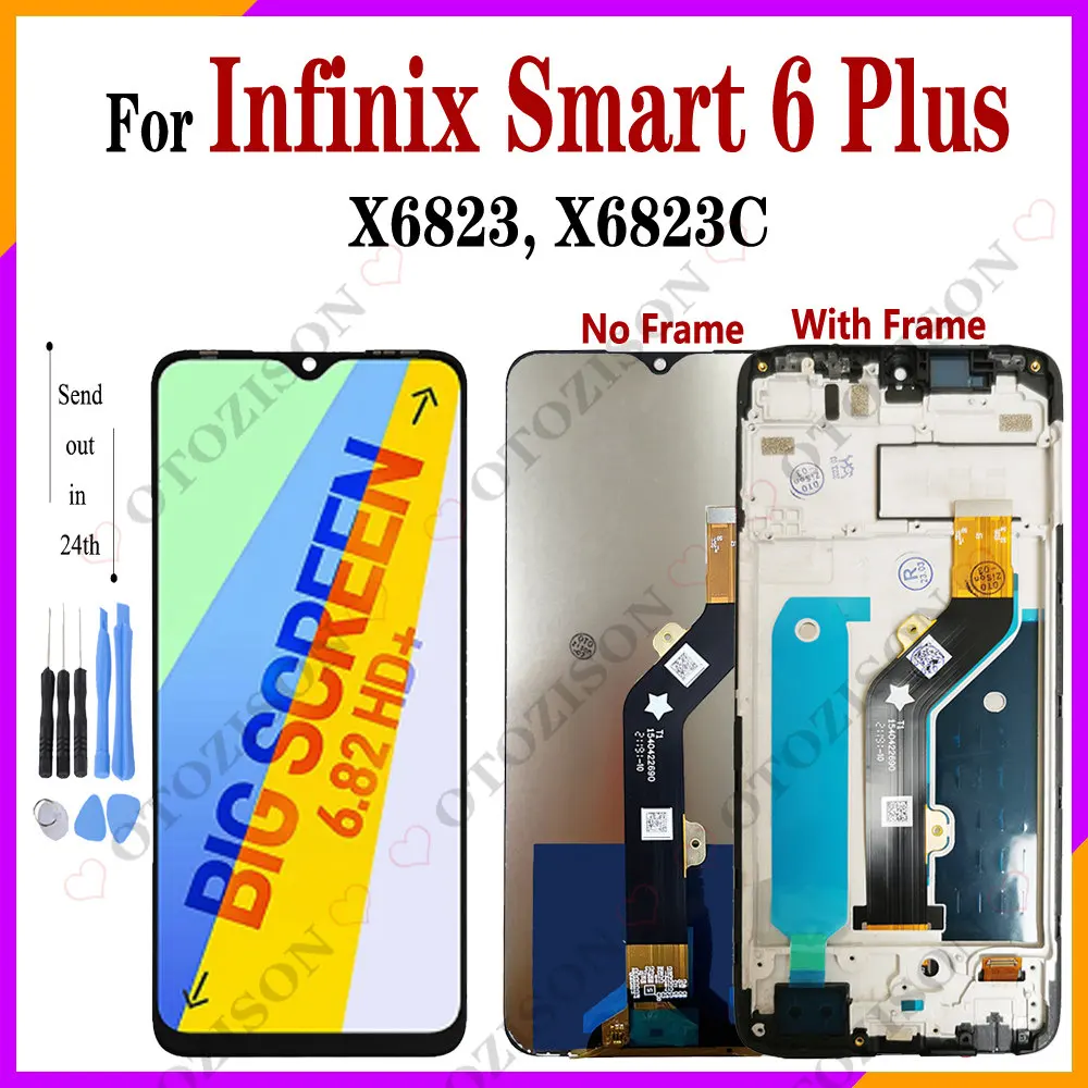 

6.82inch For Infinix Smart 6 Plus LCD X6823 X6823C LCD Display With Frame Touch Screen Digitizer Sensor Assembly Replacement